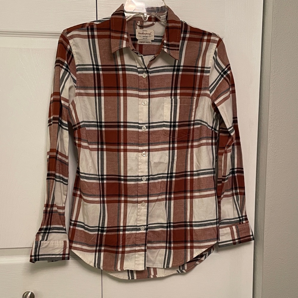 Original WEATHERPROOF Plaid Flannel Button Down Shirt Comfort Stretch S